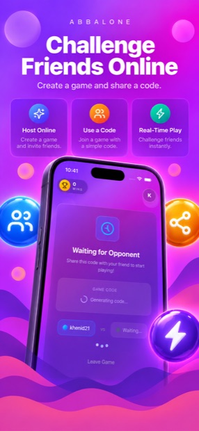 Waiting room showing a short game code to share with a friend to start an online match.